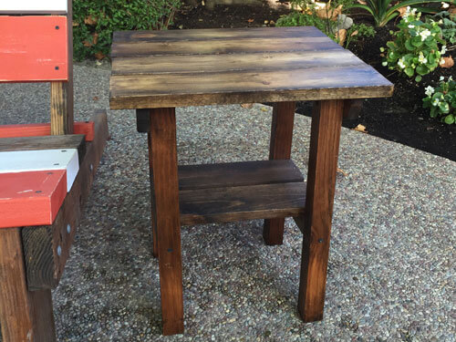 Handcrafted rustic side table made from reclaimed wood