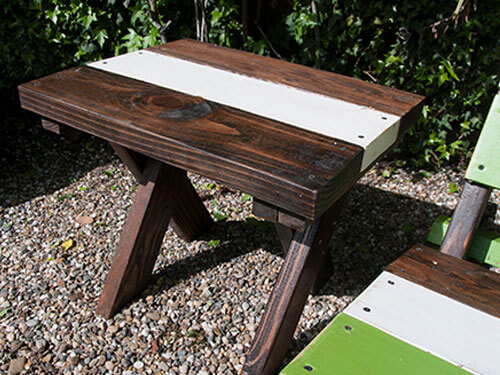 Modern side table in sleek design perfect for pairing with Adirondack chair by Urban Garden Studio