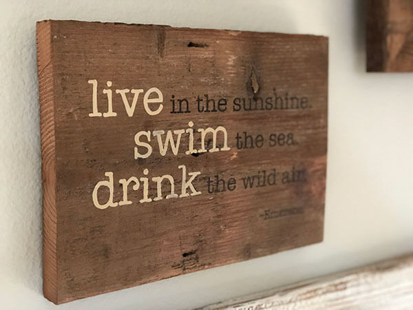 Looking for a one-of-a-kind piece to showcase your favorite quote? Our expertly hand-painted signs on reclaimed wood are the perfect way to add a personalized touch to any space by Urban Garden Studio. Unique Custom Quote Sign on Eco-Friendly Reclaimed Wood, Expertly Hand-Painted for a Personal Touch by Urban Garden Studio.