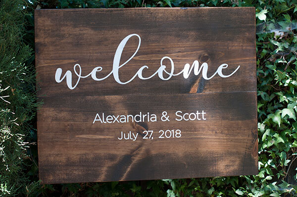 Add a personal and rustic touch to your wedding with a handmade welcome sign. Perfect for outdoor or rustic-themed weddings, this sign will greet your guests with charm and character, and serve as a beautiful keepsake for years to come by Urban Garden Studio.