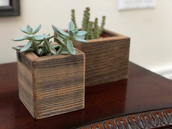 Barn wood planters for special events. handcrafted in any size.