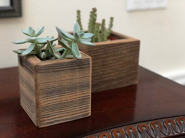 Custom barn wood planters with succulents by Urban Garden Studio Barn wood planters for special events. handcrafted in any size.