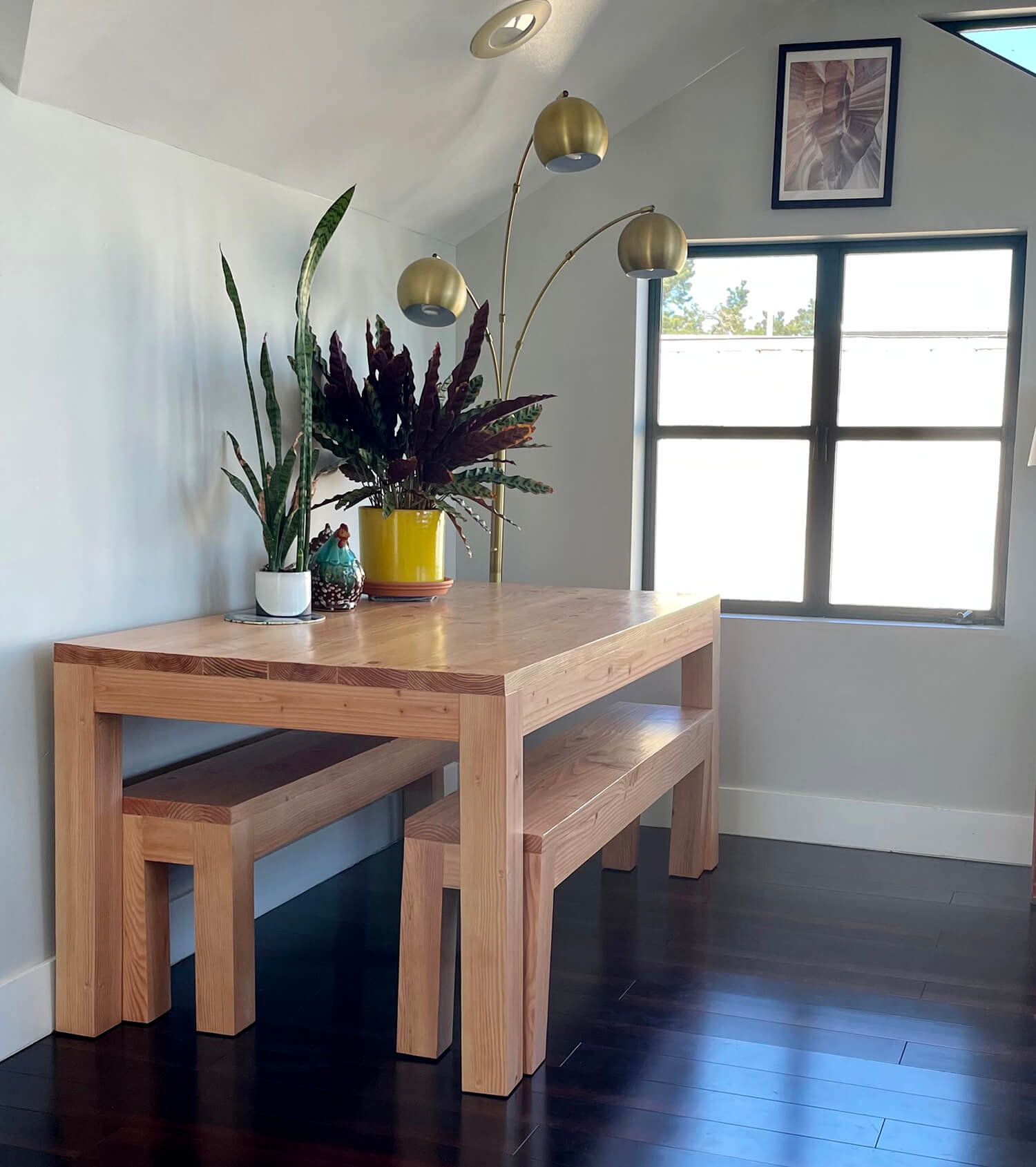 Modern hand-crafted dining room table constructed from sustainable materials by Urban Garden Studio